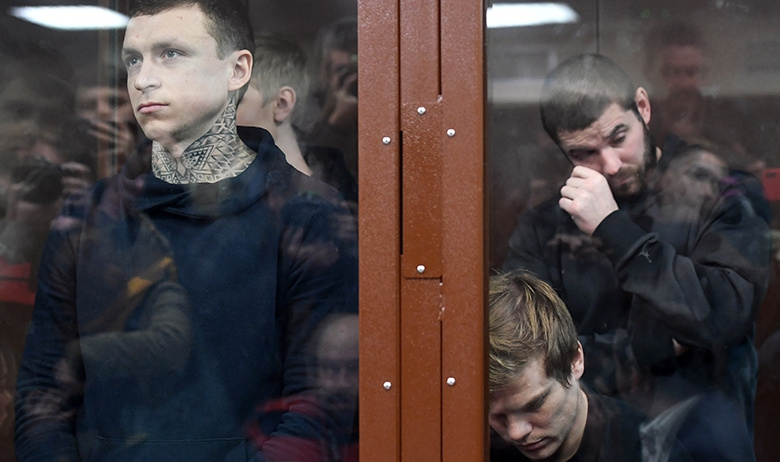 Футболисты Павел Мамаев, Александр Кокорин, Кирилл Кокорин и футболист Александр Протасовицкий (слева направо)