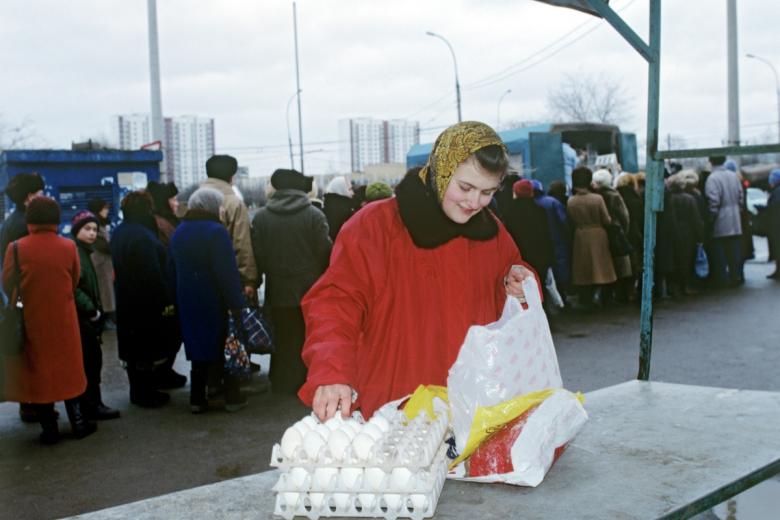 Очередь за продуктами, 1992 г. Москва