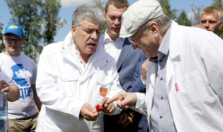 Лидер ЛДПР Владимир Жириновский и Павел Грудинин