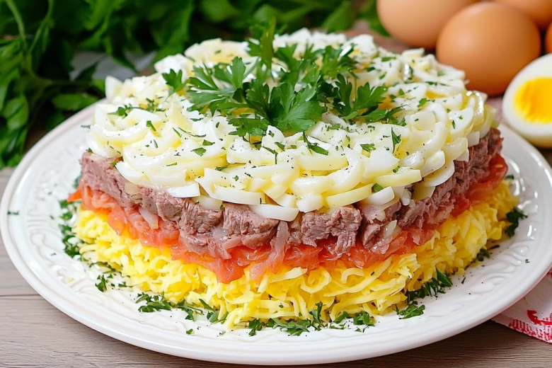 Салат «Мужской каприз» с говядиной, пошаговый рецепт с фото