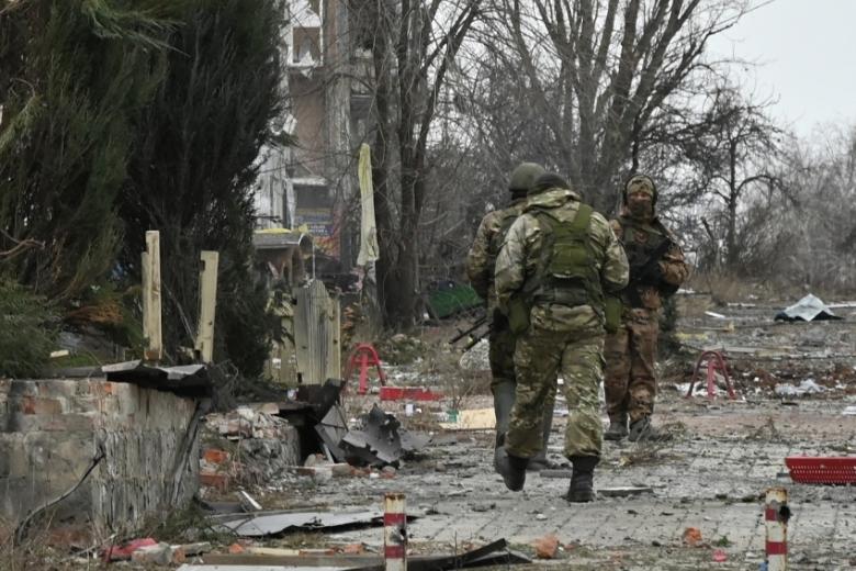 Бойцы ЧВК «Вагнер» в освобожденном Соледаре
