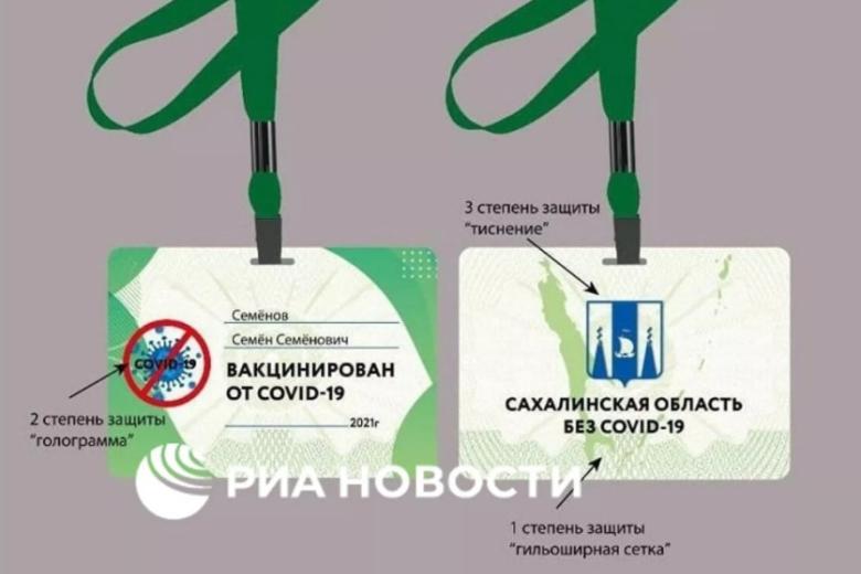 Макет сахалинского бейджа привитого от коронавируса
