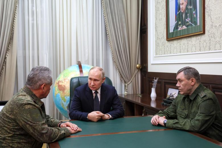 Президент РФ Владимир Путин, Сергей Шойгу и Валерий Герасимов