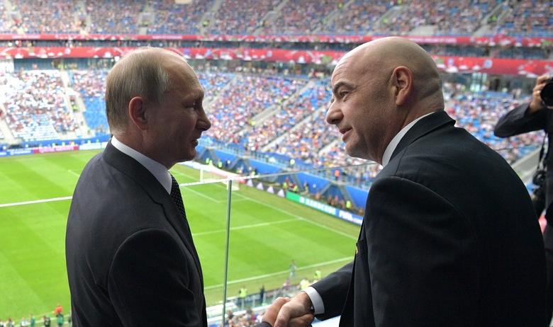 Владимир Путин и Джанни Инфантино на церемонии открытия Кубка конфедераций 2017 года