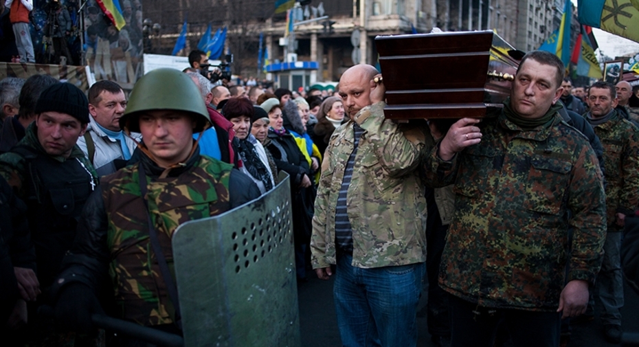 Прощание с «небесной сотней» в Киеве, Украина