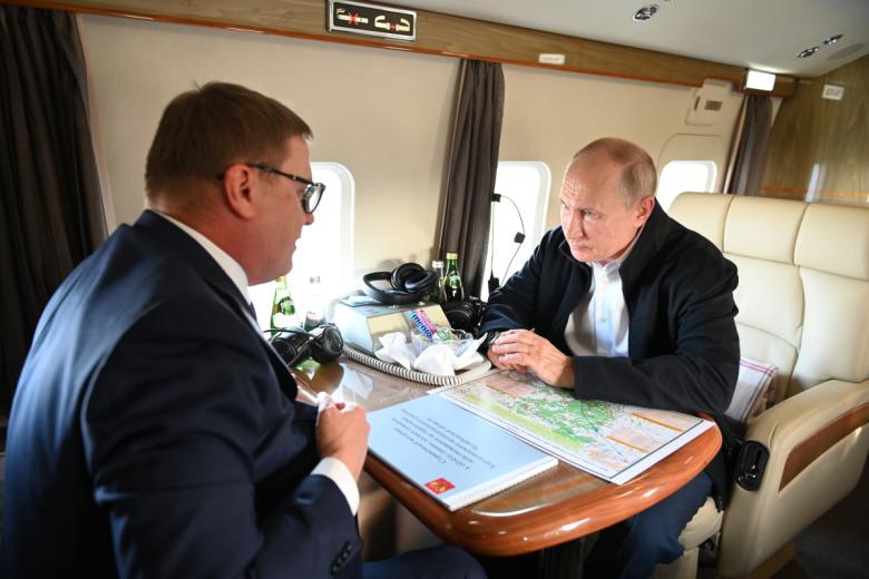 Президент РФ Владимир Путин, губернатор Челябинской области Алексей Текслер