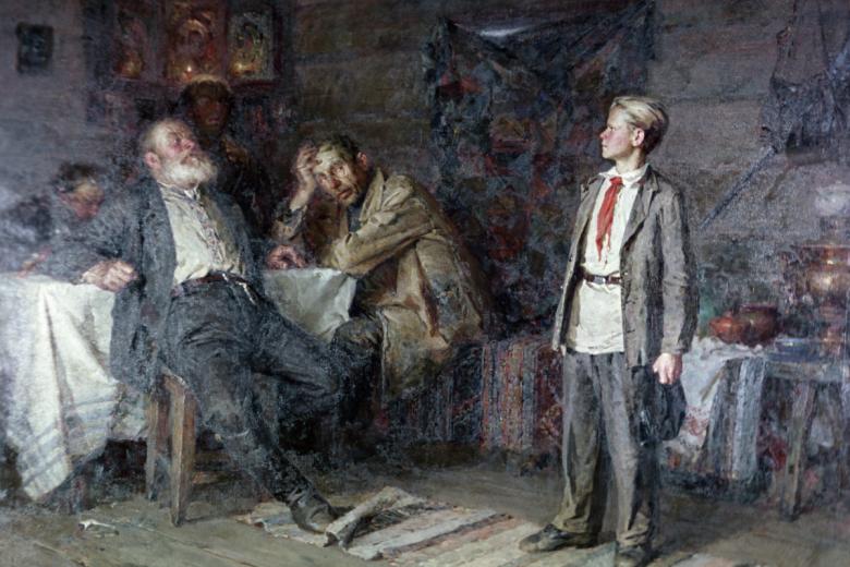 Репродукция картины художника Никиты Чебакова «Павлик Морозов» (1952 год)