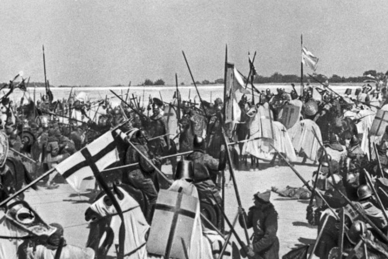 Сцена Ледового побоища из фильма Сергея Эйзенштейна «Александр Невский»