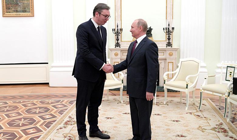 Президент РФ Владимир Путин с президентом Республики Сербии Александром Вучичем