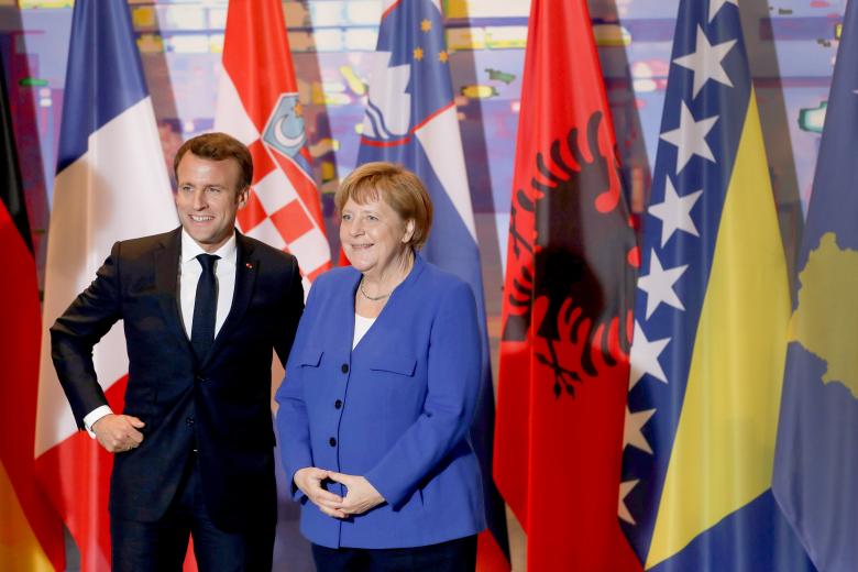Президент Франции Эмманюэль Макрон и Канцлер Германии Ангела Меркель