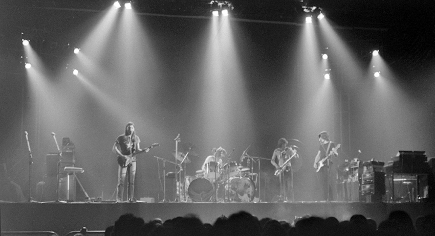 Выступление группы Pink Floyd в Лондоне, 1973 год. Дэвид Гилмор, Ник Мейсон, Дик Парри и Роджер Уотерс
