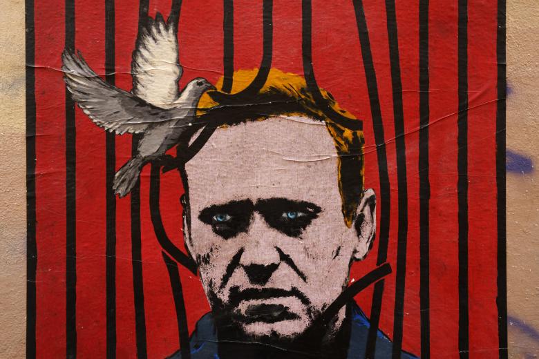 Граффити с изображением Алексея Навального в Риме, Италия