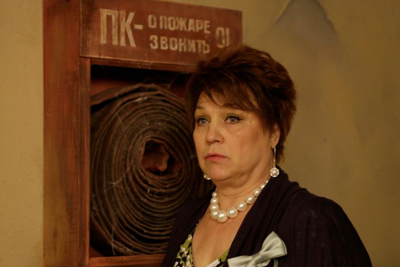 Актриса Нина Русланова на съёмках фильма театра «Квартет И» «Разговоры мужчин среднего возраста о женщинах, кино и алюминиевых вилках» по одноимённому спектаклю