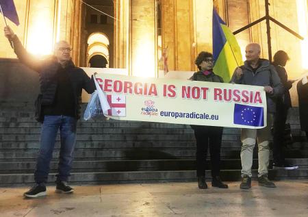 Украинцы сорвали одиночный пикет оппозиционера в Тбилиси