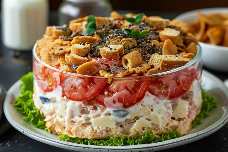 Слоеный салат «Курица под кайфом» 