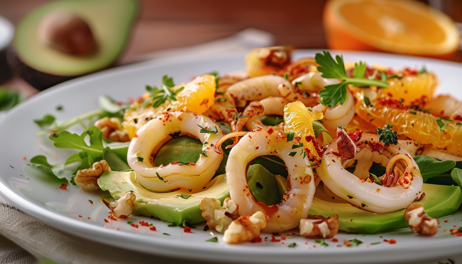 Салат с кальмаром и апельсинами — уникальный рецепт на Новый год