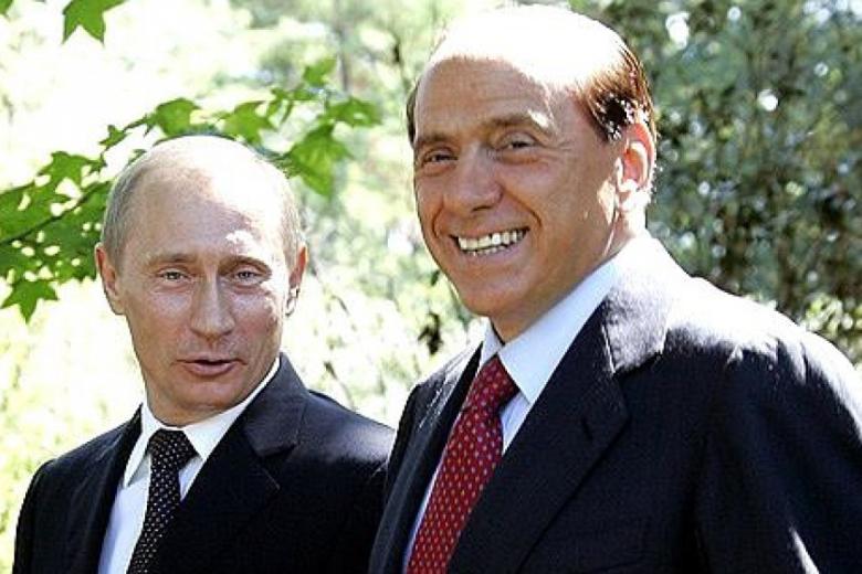 Владимир Путин и Сильвио Берлускони