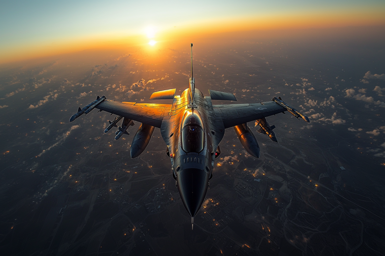 Истребитель F-16 в представлении ИИ