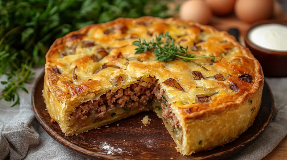 Заливной пирог с фаршем на кефире: вкус, который удивит всех гостей