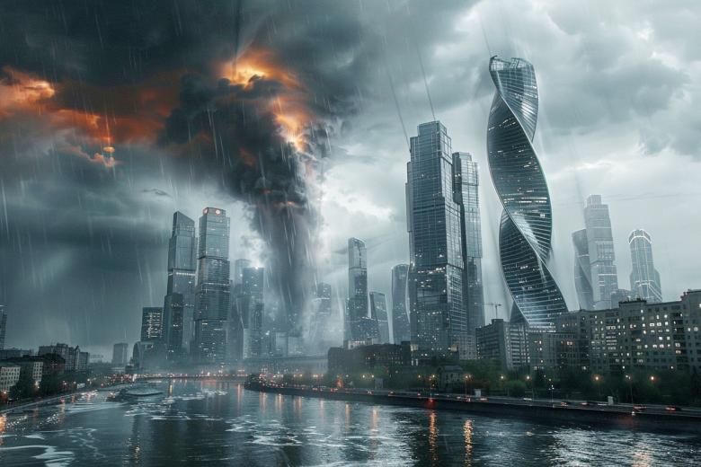Смерч в Москве в представлении ИИ