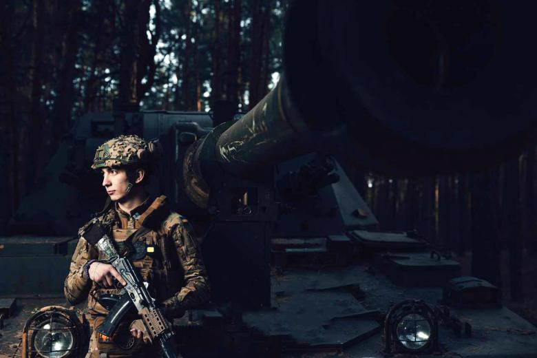 Солдат ВСУ в зоне боевых действий