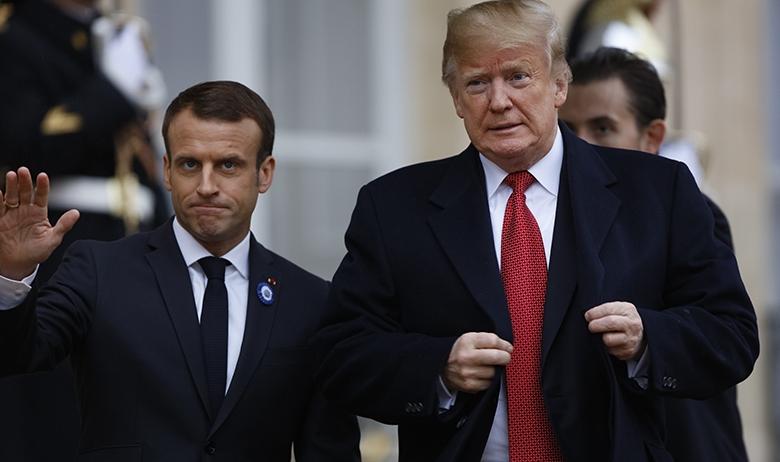 Президенты Франции и США Эммануэль Макрон и Дональд Трамп