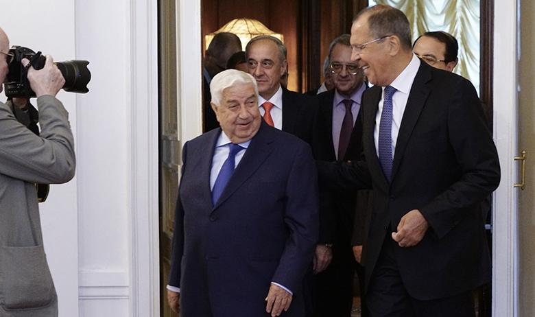 Глава сирийского МИДа Валид Муаллем и глава МИД РФ Сергей Лавров