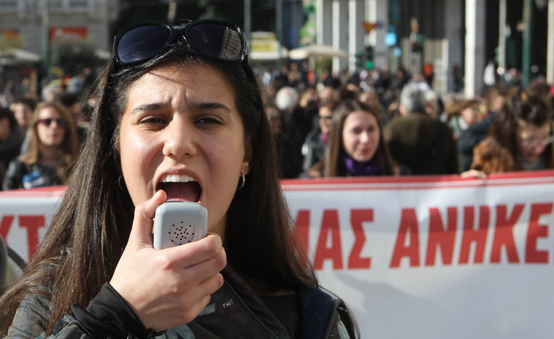 Акция протеста в Греции 12 января 2018 года