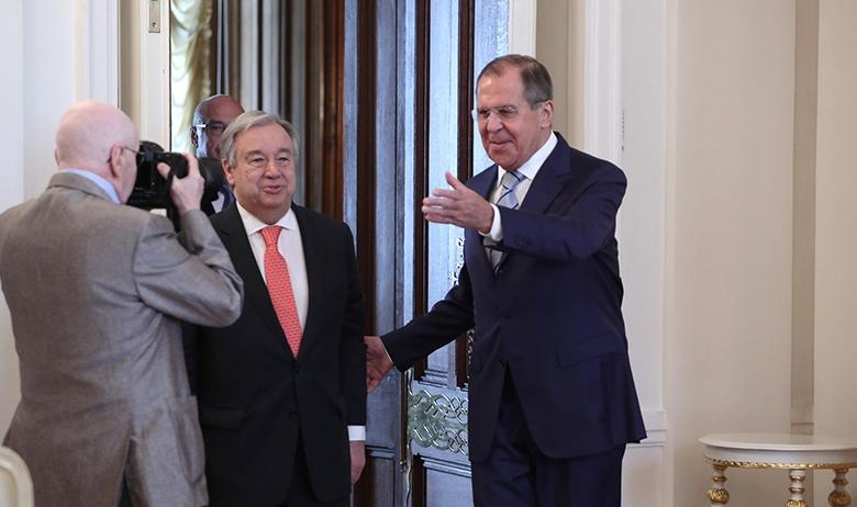 Глава МИД России Сергей Лавров и генсек ООН Антониу Гутерреш