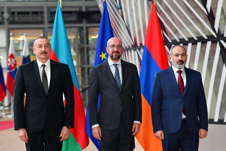 Встреча Президента Азербайджанской Республики Ильхама Алиева с президентом Совета Европейского Союза Шарлем Мишелем и премьер-министром Республики Армения Николом Пашиняном