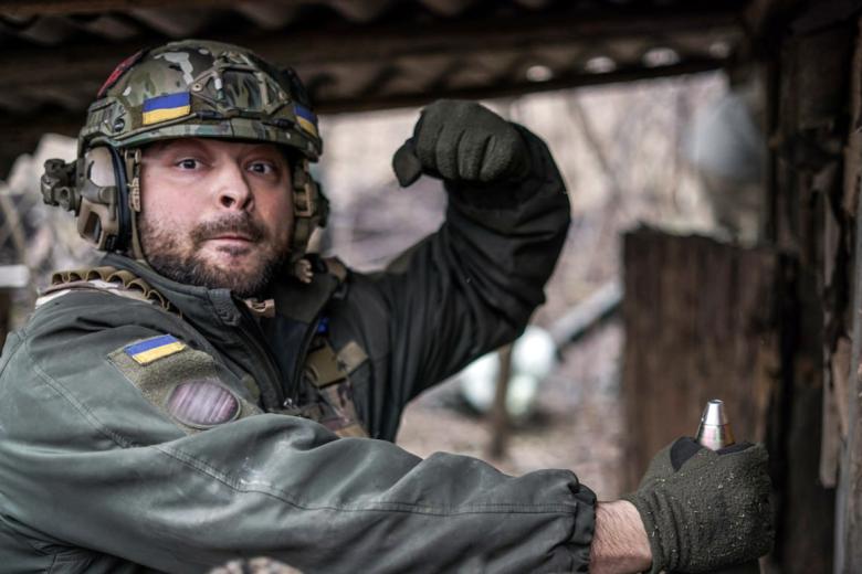 Солдат ВСУ в зоне боевых действий