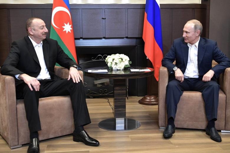 Президент Азербайджана Ильхам Алиев, президент РФ Владимир Путин