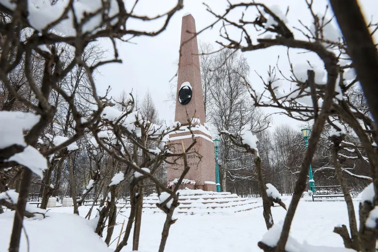 Обелиск на Черной речке, где 27 января (8 февраля) 1837 года состоялась дуэль Александра Пушкина и Жоржа Дантеса