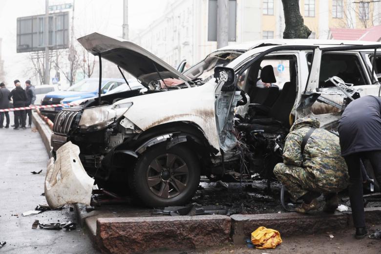 Взрыв автомобиля в Донецке