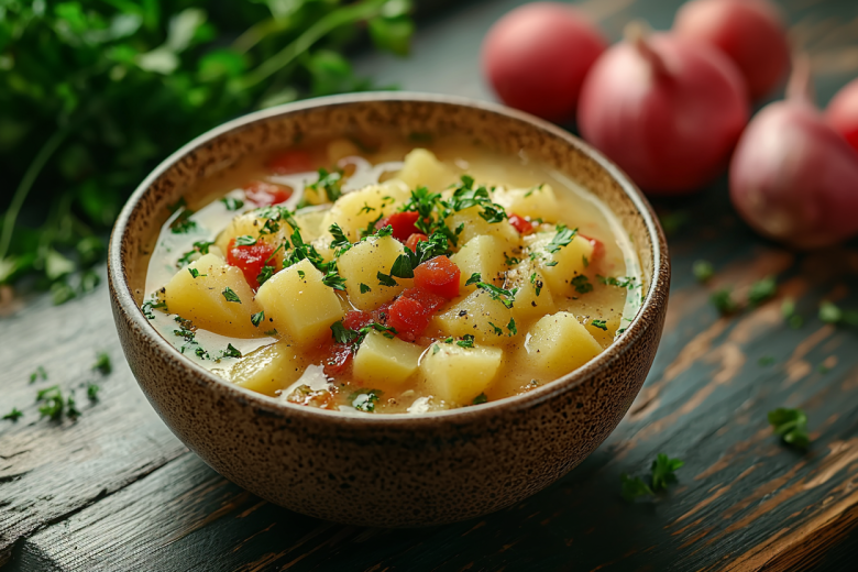 Легкий овощной суп с картофелем и зеленью