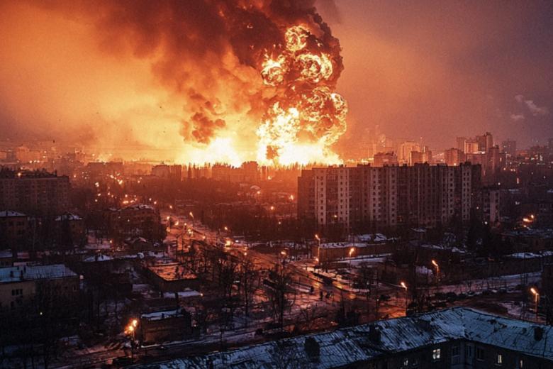 Взрывы в Днепре в представлении ИИ