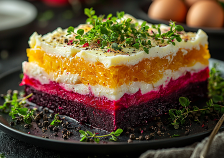 Салат «Простушка» — слоёный хит! Продукты обычные, а вкус совсем не простой