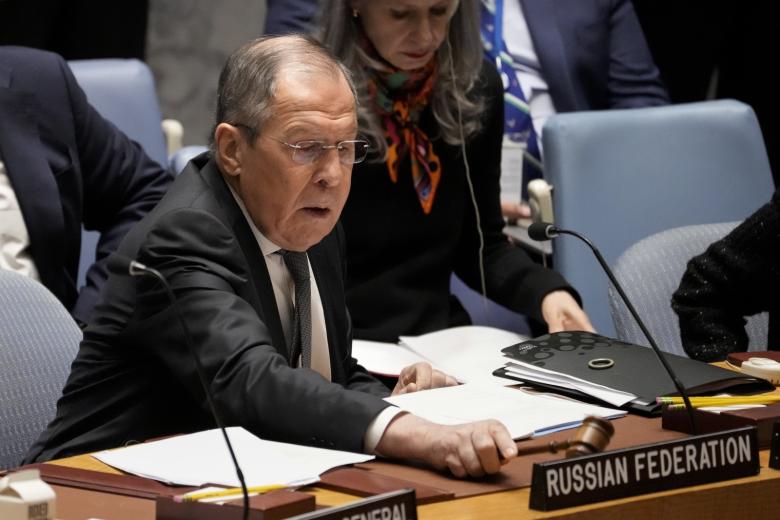 Министр иностранных дел РФ Сергей Ларов на заседании Совета Безопасности ООН