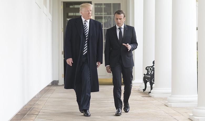 Президент США Дональд Трамп и президент Франции Эммануэль Макрона