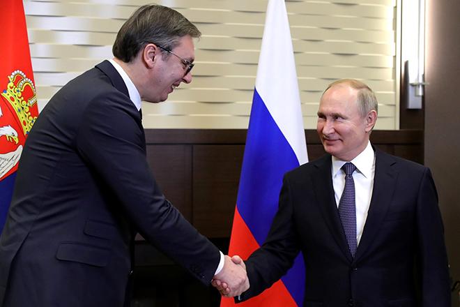 Президенты Сербии и РФ Александр Вучич и Владимир Путин