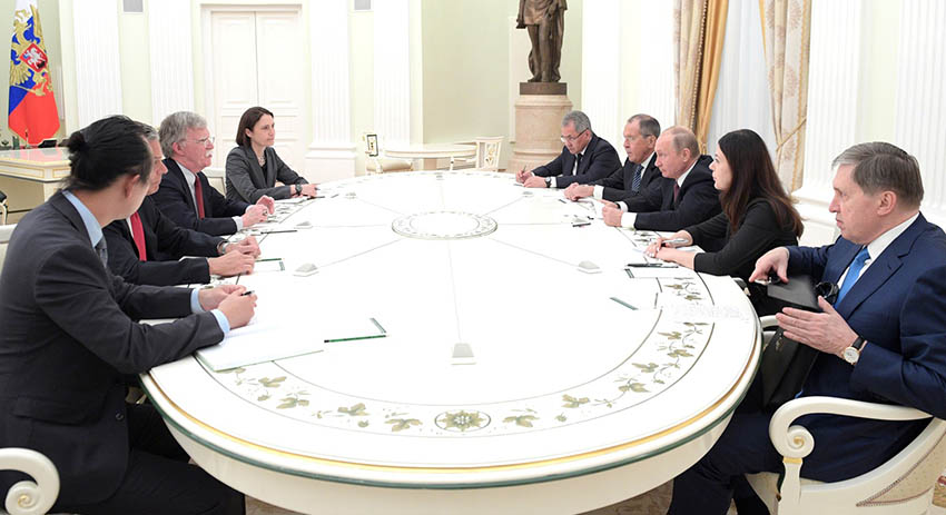 Встреча президента РФ Владимира Путина с Джоном Болтоном