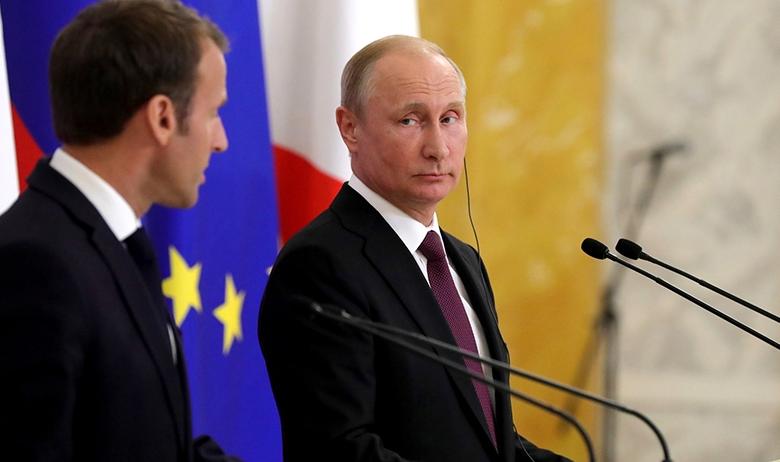 Встреча президента РФ Владимира Путина и президента Франции Эммануэля Макрона