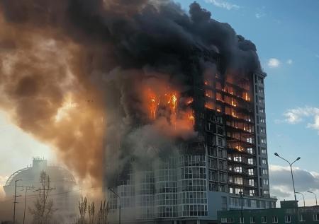 В Астане полыхает жилой комплекс