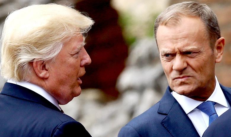 Председатель Европейского совета Дональд Туск и президент США Дональд Трамп