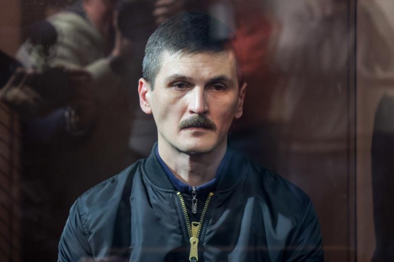Егор Семенов во время рассмотрения дела о попытке отравления выпускников Армавирского высшего военного авиационного Краснознаменного училища летчиков в Южном окружном военном суде