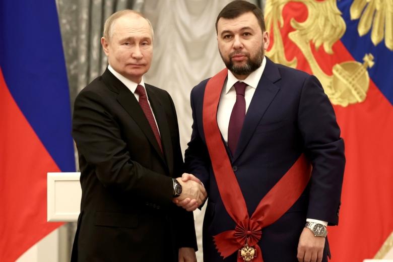 Церемония вручения государственных наград. Орденом «За заслуги перед Отечеством» I степени награждён временно исполняющий обязанности главы Донецкой Народной Республики Денис Пушилин