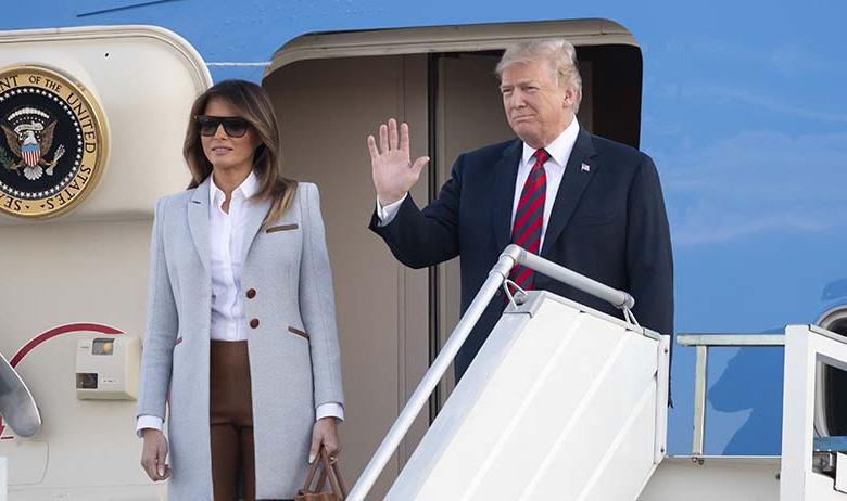 Президент США Дональд Трамп и первая леди США Меланья Трамп (справа налево)