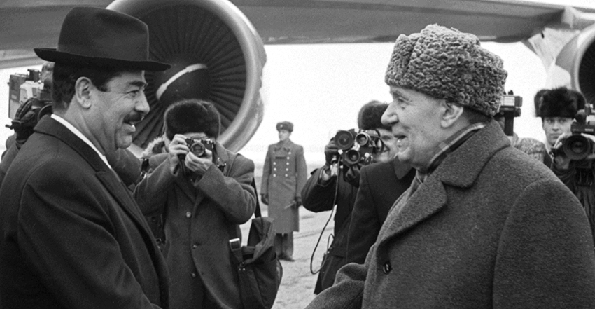 Председатель Президиума Верховного Совета СССР А.А. Громыко и Председатель Совета революционного командования, Президент Иракской Республики Саддам Хусейн