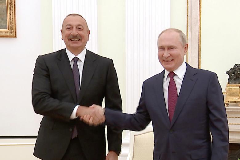 Президент Азербайджана Ильхам Алиев, президент РФ Владимир Путин