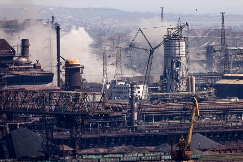 Вид на завод «Азовсталь» 2022 год